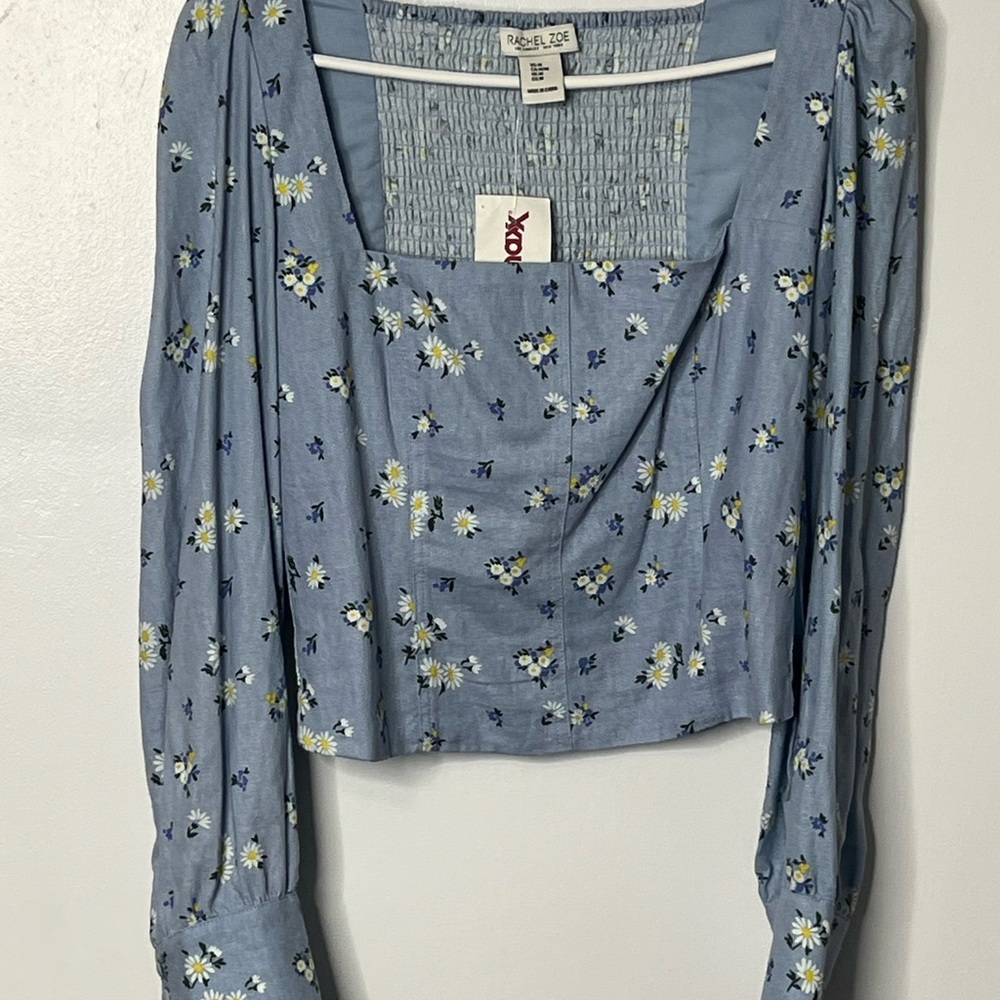 Rachel Zoe NWT Floral Blue Women's Top size medium cottagecore